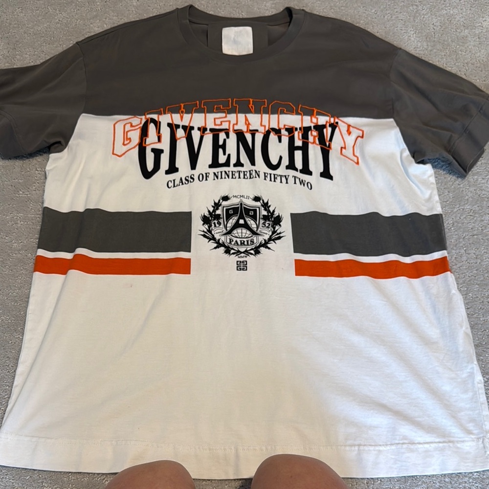 Givenchy Gray and White Short Sleeve Tees